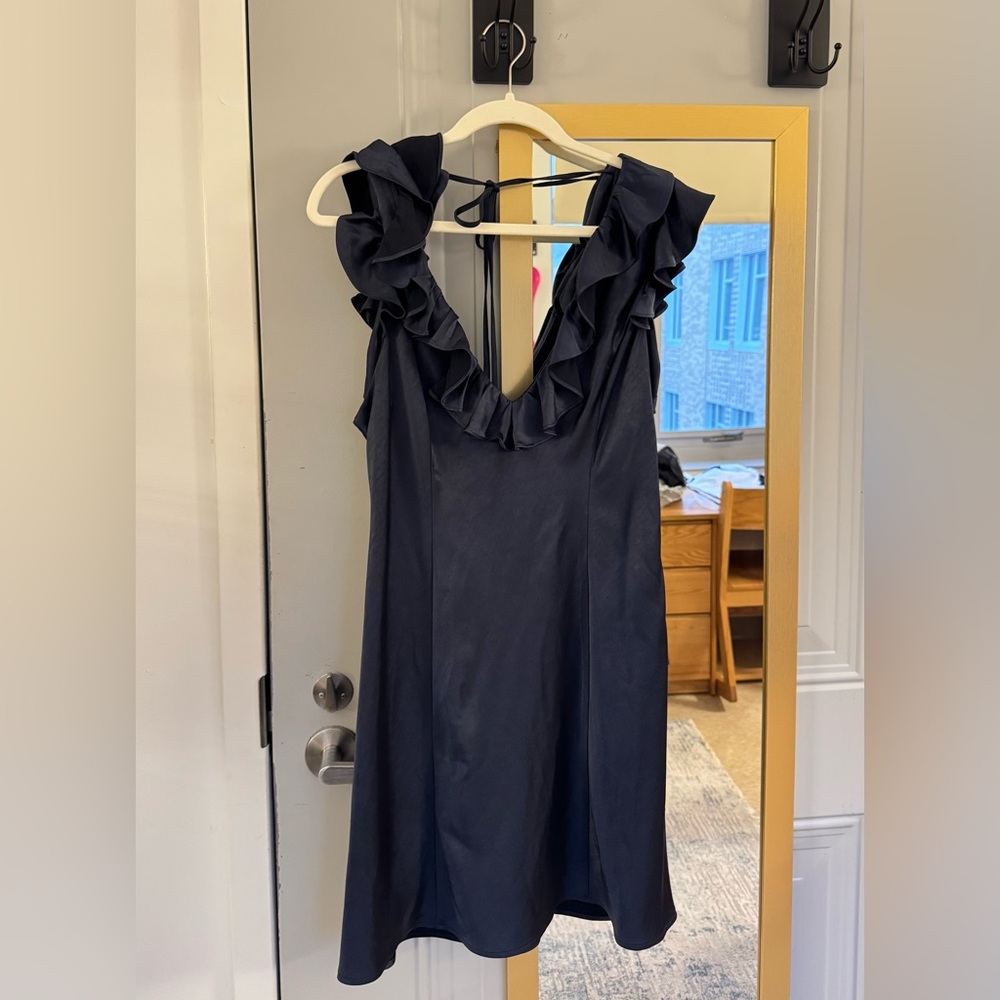 Princess Polly Navy Blue Ruffle Dress | Size 12